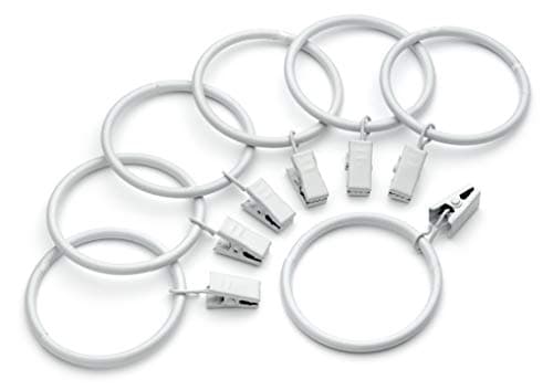 Metal Curtain Clip Rings 2 Inch Interior Diameter Set of 14 (White)