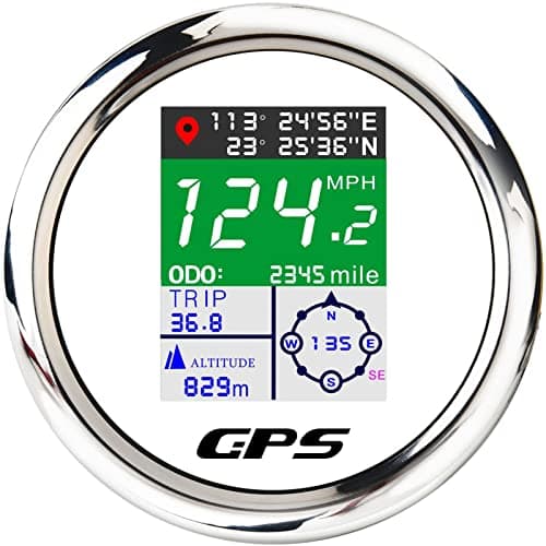 MAIMEIMI GPS Speedometer 85mm 338 Digital Boat GPS Speedometer Gauge Waterproof MPH Knots Kmh Adjustable for Car Marine Truck Motorcycle 932V White