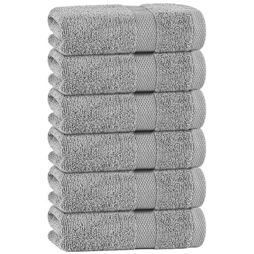 White Classic Light Gray Hand Towels for Bathroom 6 Pack Cotton Hand Towel Bulk for Gym Kitchen and Spa 16x27 Inches Soft Highly Absorbent Quick Dry Terry Salon Towels