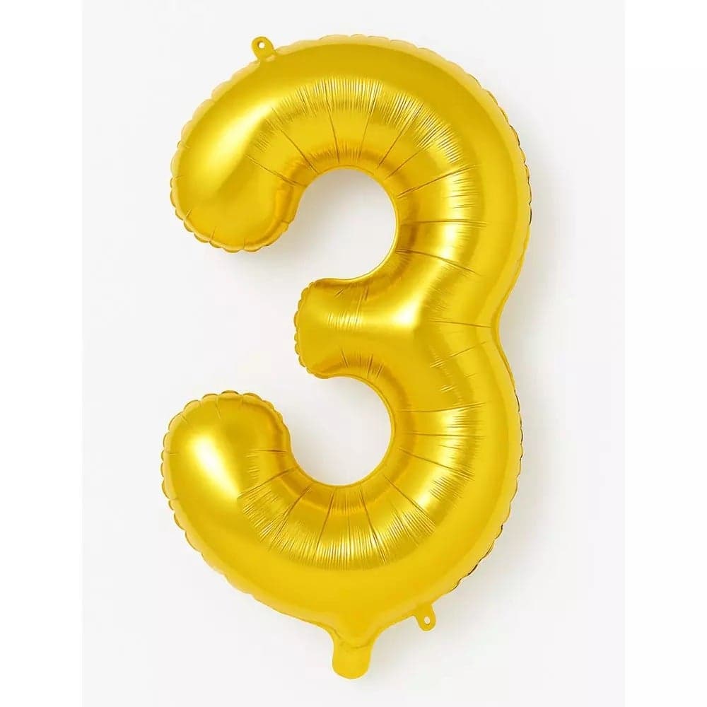 Number 3 Hanging Foil Balloon For All Types Of Party Decorations 32inch- Golden