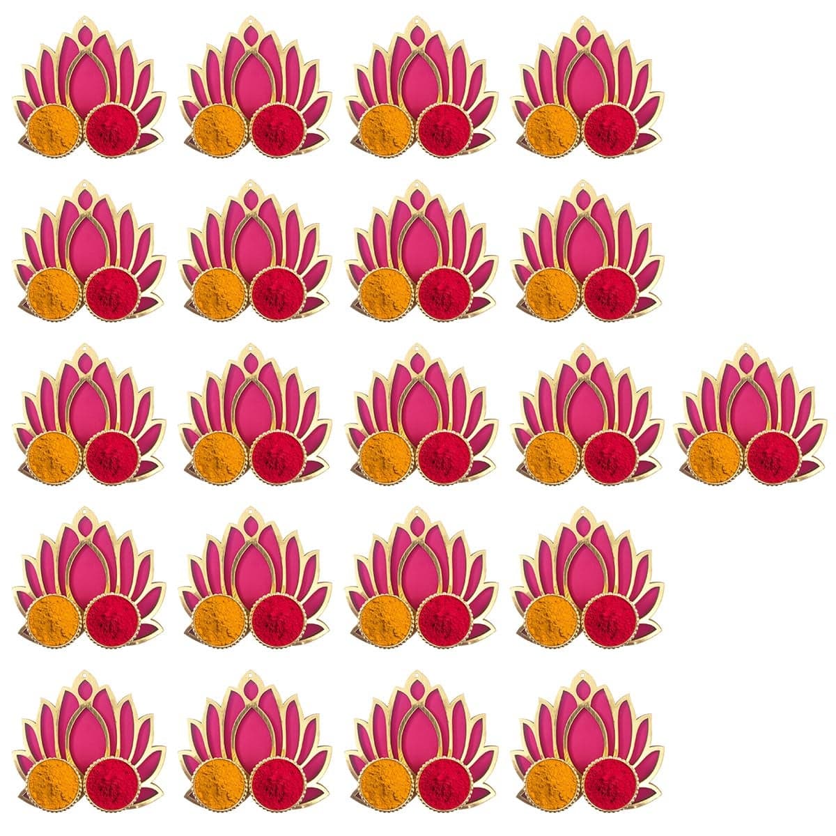 Saugat Traders Handmade Lotus Haldi Kumkum Return Gifts for Puja Favors Items Pack of 21 TurmericPasupu Kumkuma Pooja Function Ladies Women