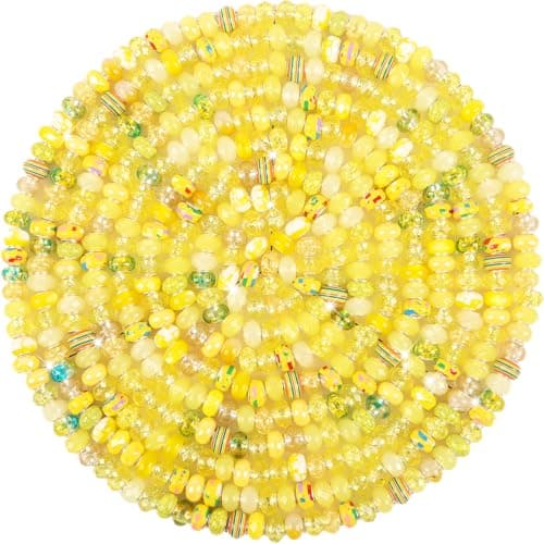 60Pcs Large Hole Beads Spacer Beads Yellow Assorted European Craft Big Beads Large Hole Lampwork Murano Bead Fairy Wand Garden Bead for DIY Charm Bracelet Necklace Jewelry Making Decoration Supplies