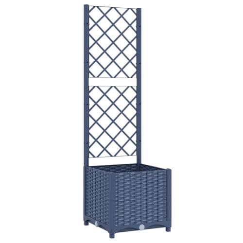vidaXL vidaXL Garden Planter with Trellis Blue Grey 157x157x535 PP Modern Planter for Your Garden and Terrace Durable Outdoor Pot Perfect Patio Decor
