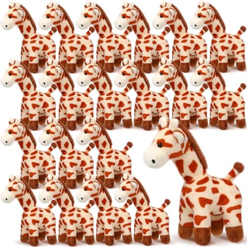 Blueweenly 20 Pcs Giraffe Stuffed Animal Bulk 6 Cute Stuffed Giraffe Toy Plush Safari Plush Jungle Zoo Wild Animal Bulk Toy Party Decor Valentines Day Gift for Kid Girl Boy Forest Birthday Party