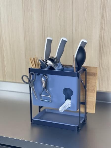 Furret Versatile Kitchen Utensil Organizer Foldable Carbon Steel Rack for Knives Spoons Forks and Chopsticks SpaceSaving Design