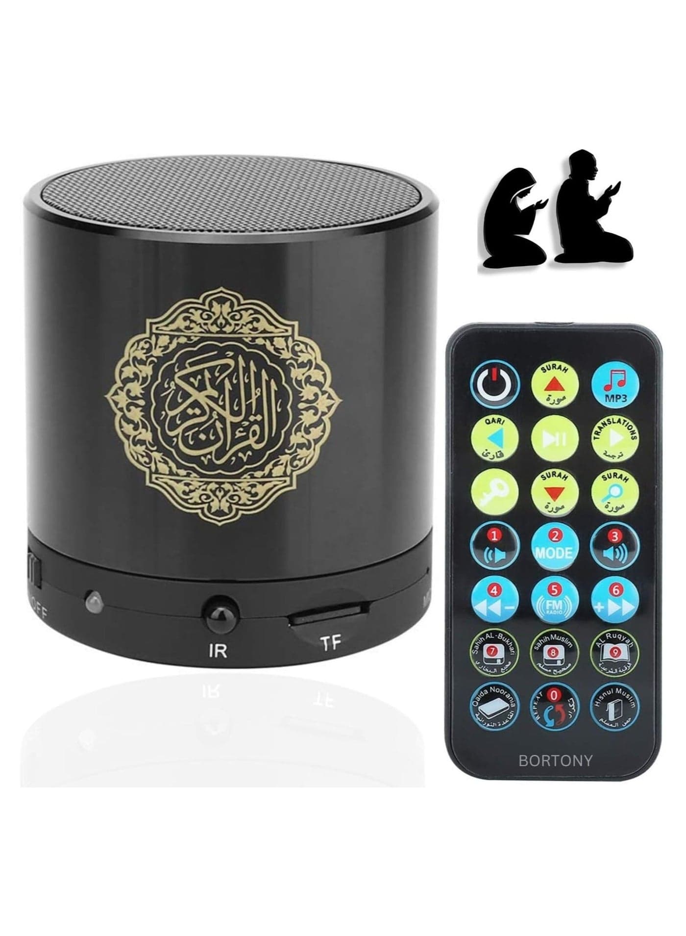 Quran Speaker, SQ200 Remote Control Bluetooth Quran Speaker,Portable Bluetooth Wireless Quran Speaker MP3 Player 8GB TF FM Quran Quran Translator USB Rechargeable Speaker Makkah hajj Gifts (Black)