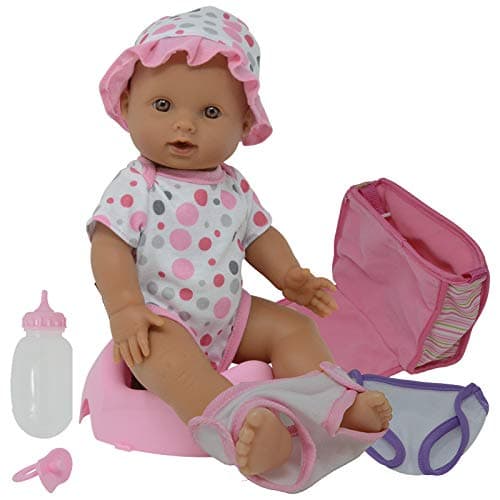 Drink and Wet Potty Training Baby Doll posable Dolls with Pacifier Bottle and Diapers Helps Toilet Training for Kids Hispanic