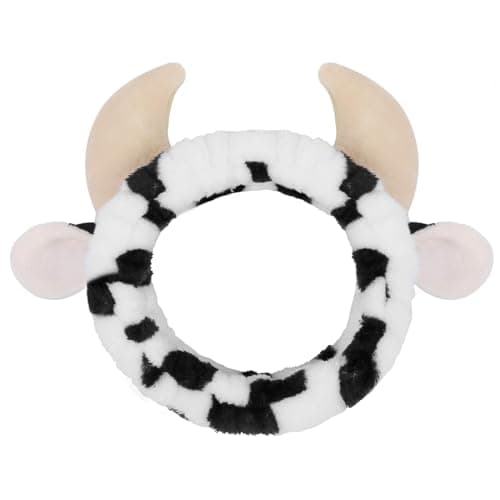 Huachi Cow Hairband for Washing Face Soft Microfiber Spa Headband for Women Girls Cute Animal Print Facial Cleansing Head Wraps Perfect for Skincare Makeup Pajama Parties Stocking Stuffers