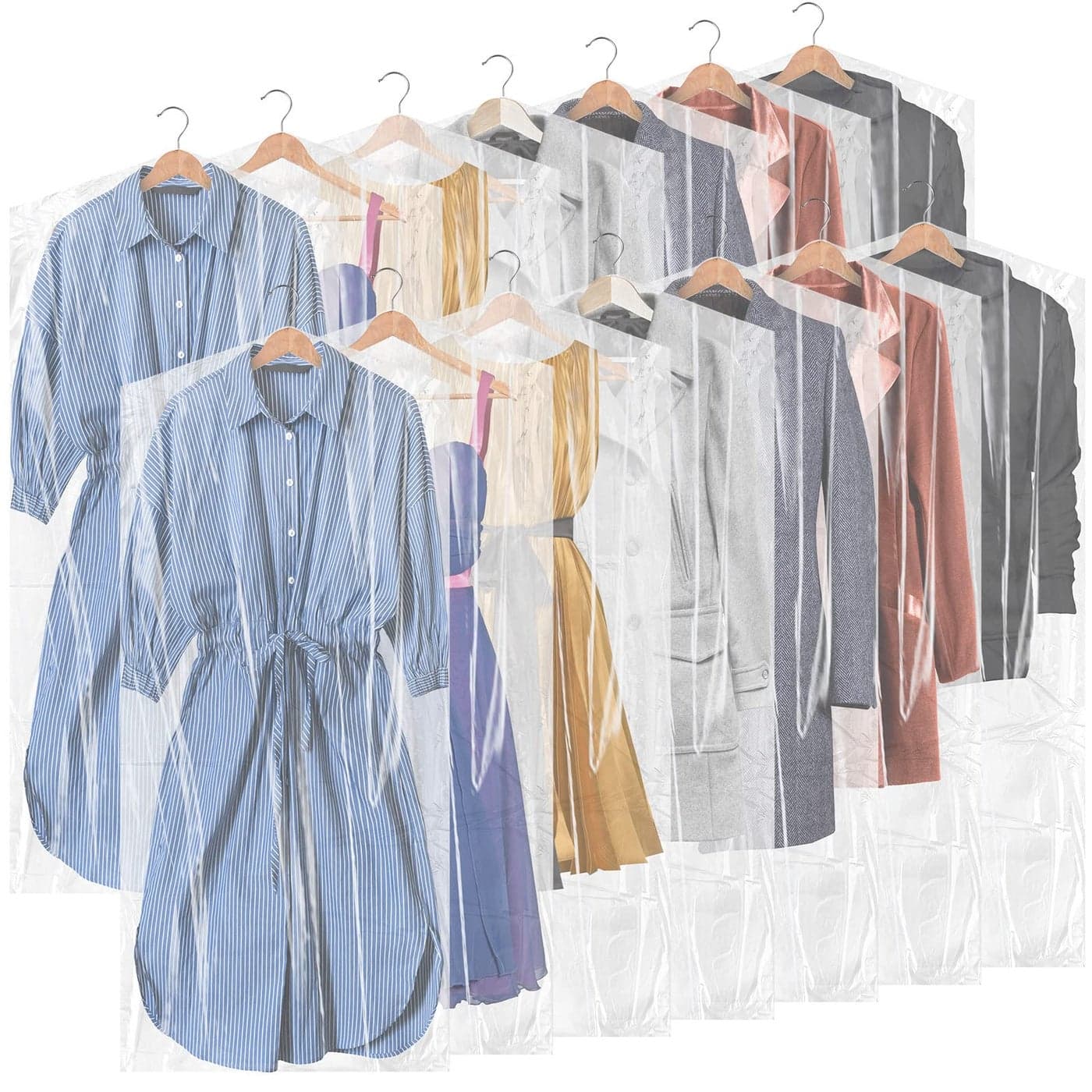 40 Pieces 60 Inch Dry Cleaning Bags Plastic Garment Bags Garment Cover for Hanging Clothes Clear Transparent Dust Cover for Suits Wedding Dresses Gowns Coats Uniforms Launderette Storage