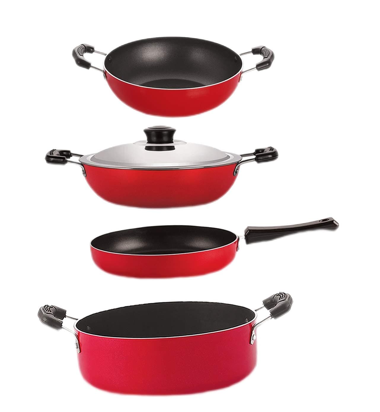 Nirlon Non Stick Aluminium Cookware Set of 4 Pieces (FP10_KD10_DKD(M)_CS24)