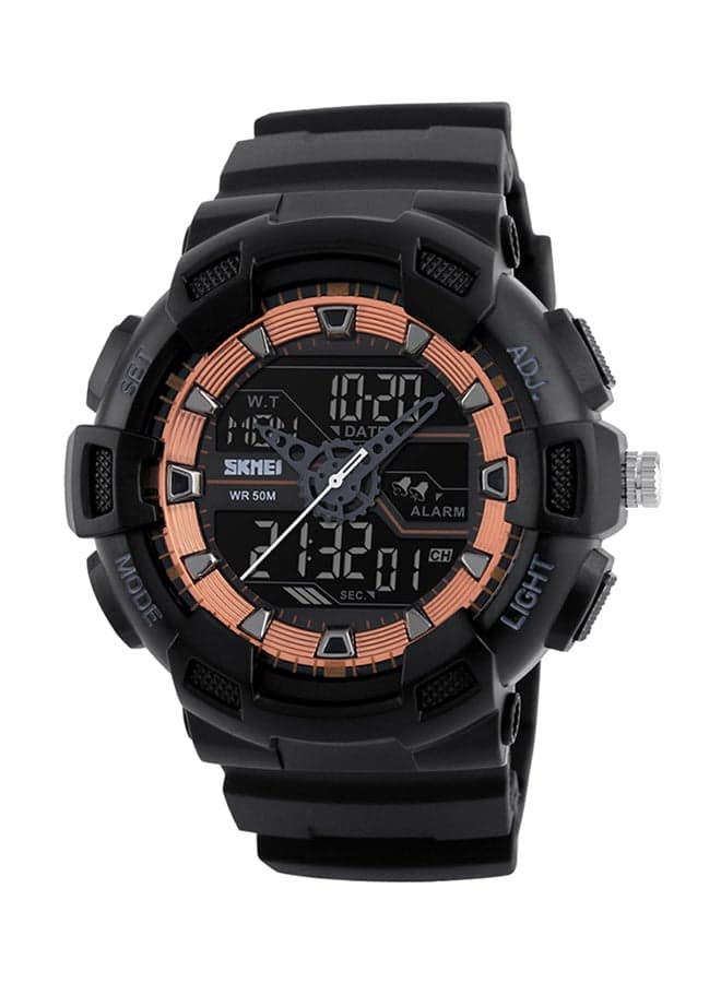 men Multiple Time Zones Analog/Digital Wrist Watch 1189 - 50 mm - Black