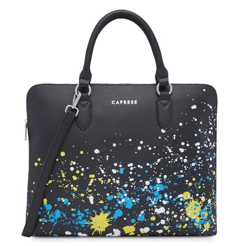 Caprese Splash Laptop Bag for Women (Large, Black)