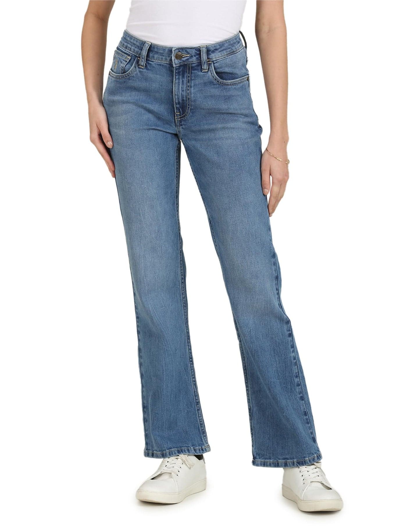 U.S. POLO ASSN. Women's Bootcut Fit Mid Rise Jeans (UWAW23JN031_Blue_34)