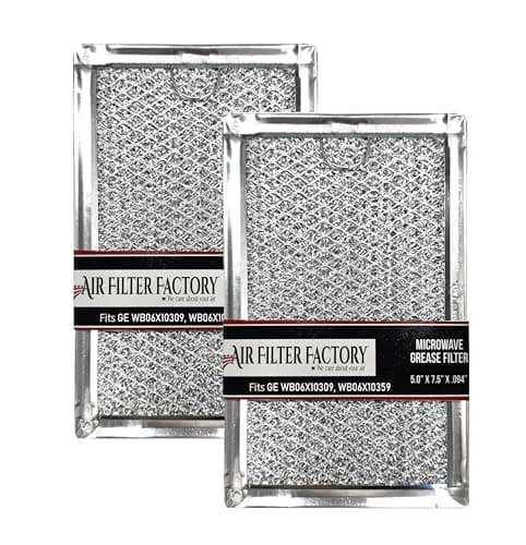 12-Layer Air Filter Factory 5" x 7.5" Pull Tab Microwave Grease Filter Replacements For Many GE, Frigidaire, Magic Chef & LG Microwave Oven Models Filter Set Of 2 (Pull Tab Short Side)