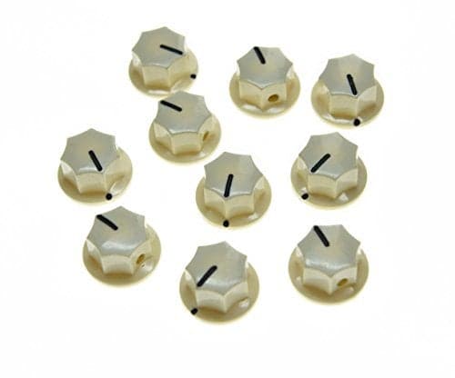 KAISH 10pcs Aged White Mini MXR Style Skirted AMP Knob Brass Insert Effect Pedal Knobs