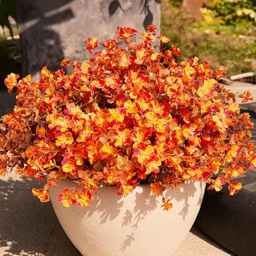 maxkes Artificial Fall Flowers for Outdoor UV Resistant Fake Silk Flowers Realistic Faux Plants for Outside Indoor Porch Patio Window Box Planter Home Decor20 Bundles