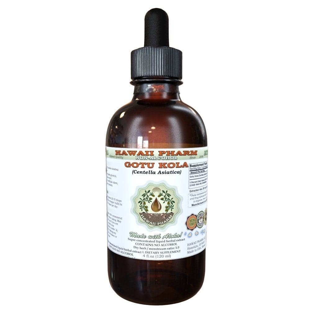 Gotu Kola AlcoholFree Liquid Extract Organic Gotu Kola Centella Asiatica Dried Leaf Glycerite Hawaii Pharm Natural Herbal Supplement 4 oz