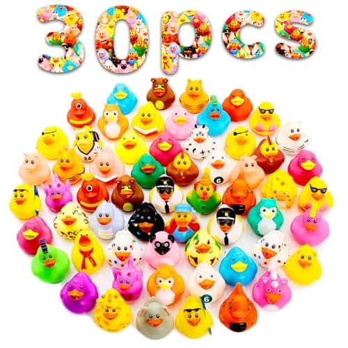 30 Pack Rubber Ducks for Jeeps 23 Inch Bulk Floater Jeeps Ducks for Ducking Assortment Rubber Duckies for Kids Baby Bath Toys Birthday Gifts Christmas Party Favors Summer Beach Pool Activity
