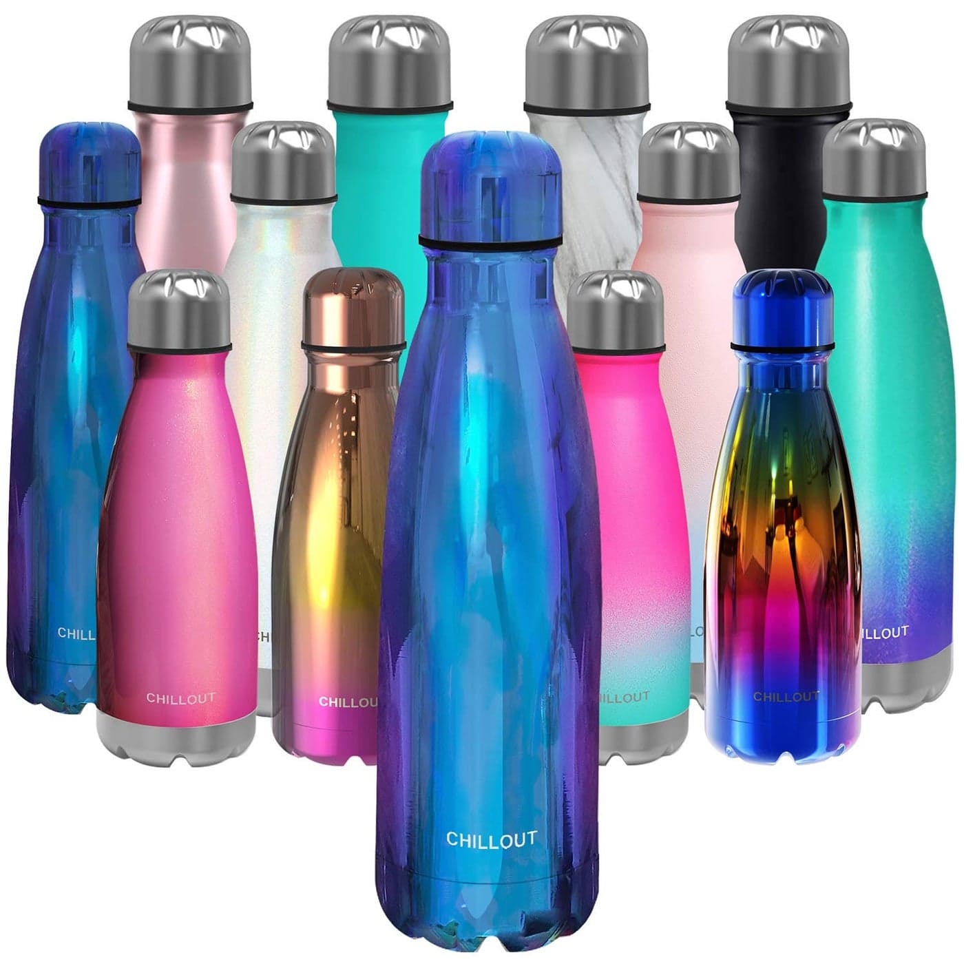 CHILLOUT LIFE Stainless Steel Water Bottle 17 oz Double Wall Insulated Cola Bottle Shape for Cold and Warm Drinks BPA Free Metal Sports Bottle Dishwasher Safe Paint