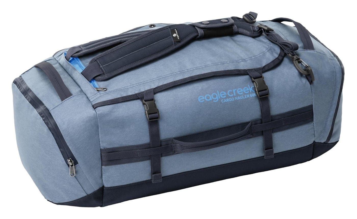 Eagle Creek Cargo Hauler Duffel Bag - Carry-On Duffel Bag for Travel - Easy Access Compartments - Lockable Zipper Opening - Water Resistant - Glacier Blue - 60L