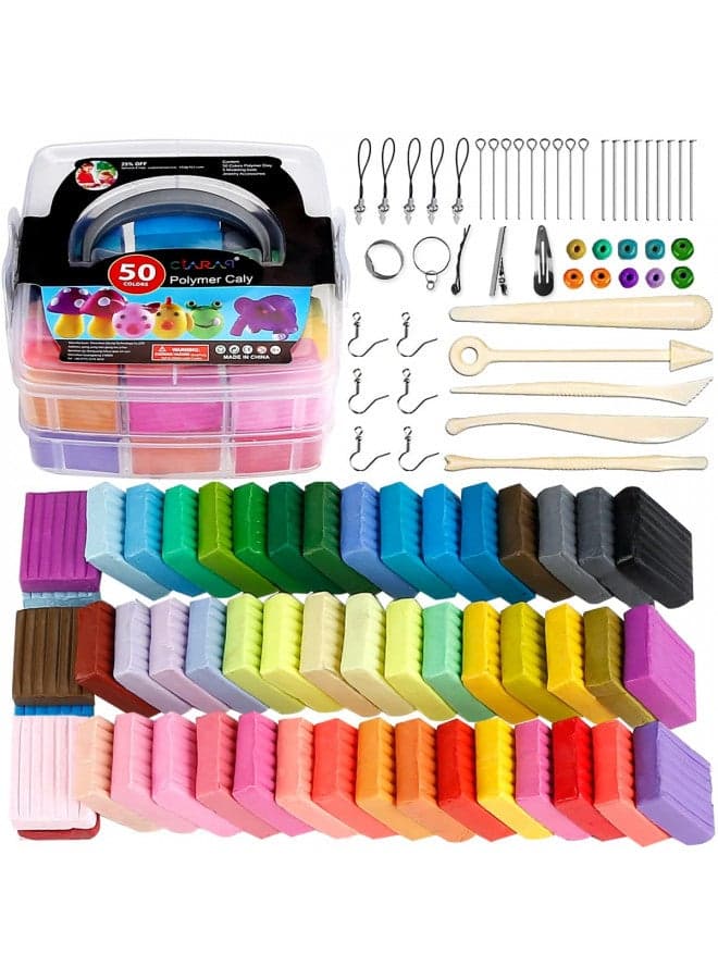 CiaraQ Polymer Clay-Oven Baked Modeling Clay with Sculpting Tools, Ideal for Sculpture, Crafting, DIY Projects, 50 Colors, 3.3 lbs