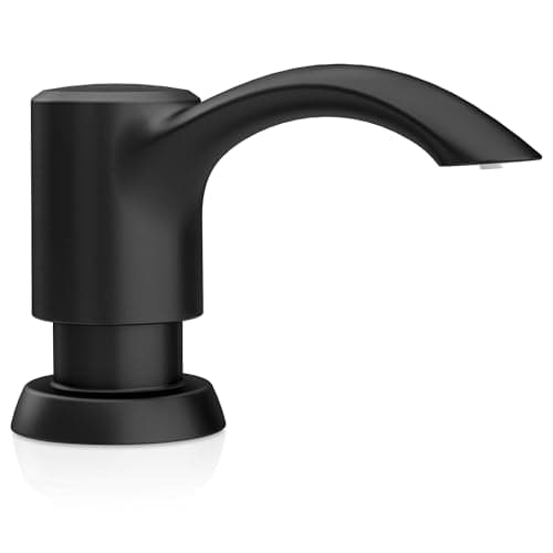 SAMODRA Built in Kitchen Sink Soap Dispenser Matte Black with 13 oz Large PET Lotion Bottle Refill from Top