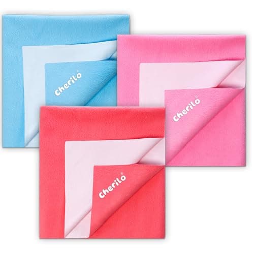 Cherilo Waterproof Reusable Baby Dry Sheet, Medium Size (70 X 100cm) Pack of 3, (Pink + Salmon Rose + Sky Blue)