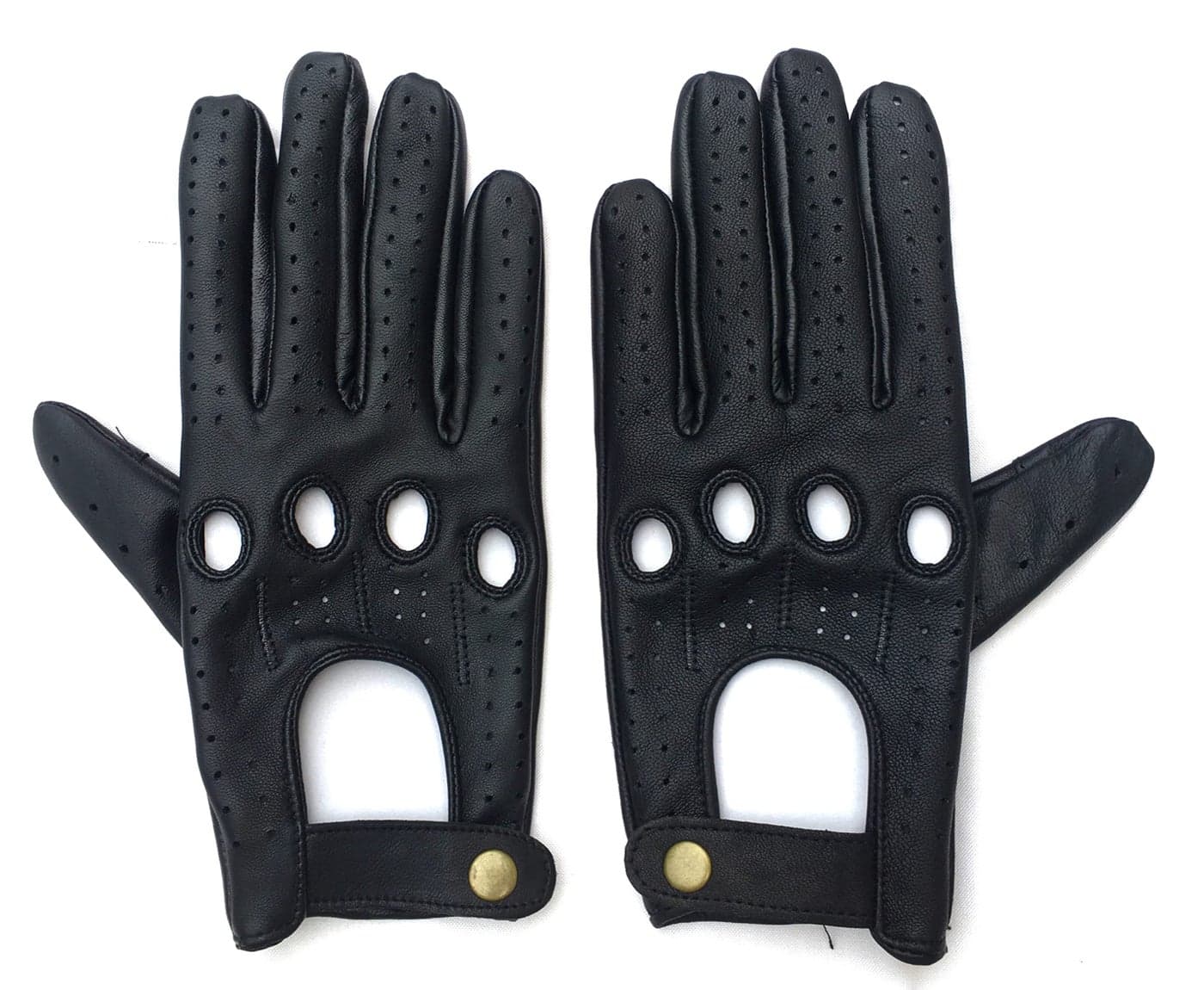 Aim Emporium Men's and Women's Genuine Leather Cycling Gloves Car Driving Riding Motorcycle Leather Pure Gloves Anti-Slip (Black) (L)