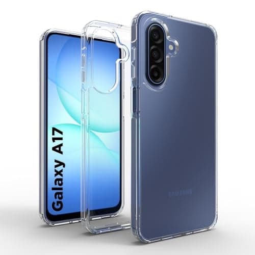RIGGEAR Shockproof Clear Hybrid Armor Back Cover Case Compatible with Samsung Galaxy A17 5G / M17 5G / F17 5G (Transparent PC with TPU Bumper)