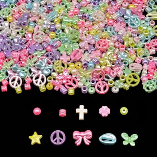 Candy Acrylic Beads for Bracelet Making kit 200g 10Style Assorted Kandi Pony Kawaii Charms Beads DIY Craft Supplies for Jewelry Keychain NecklacesMixed I Pearlescent 620Pcs 045lb