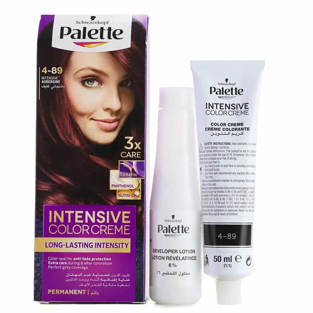 Palette Intensive Color Creme, Permanent Long-Lasting Intensity- 4-89 Intensive Aubergine