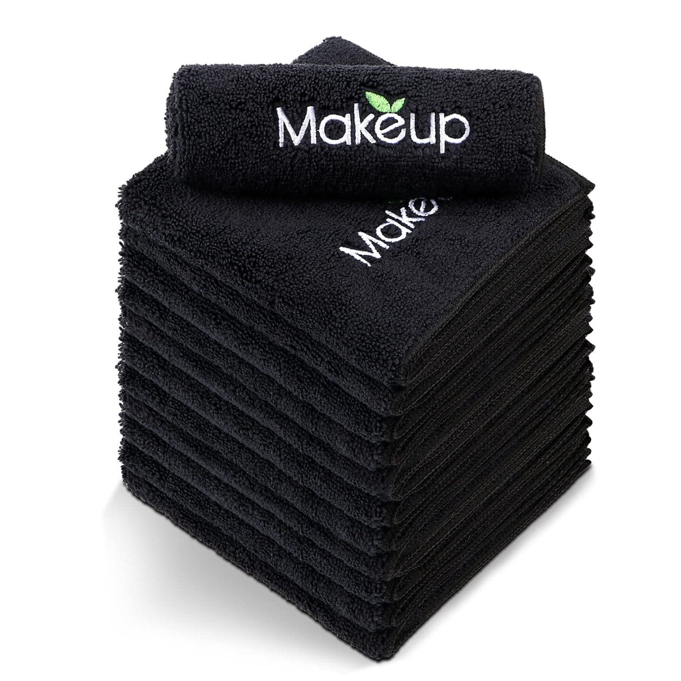 Orighty Makeup Remover Wash Cloths Super Soft Quick Dry Microfiber Face Towel Absorbent Washcloths for Cleansing Fingertip Face Towels for Makeup Removal 13 x 13 inch Pack of 12 Black