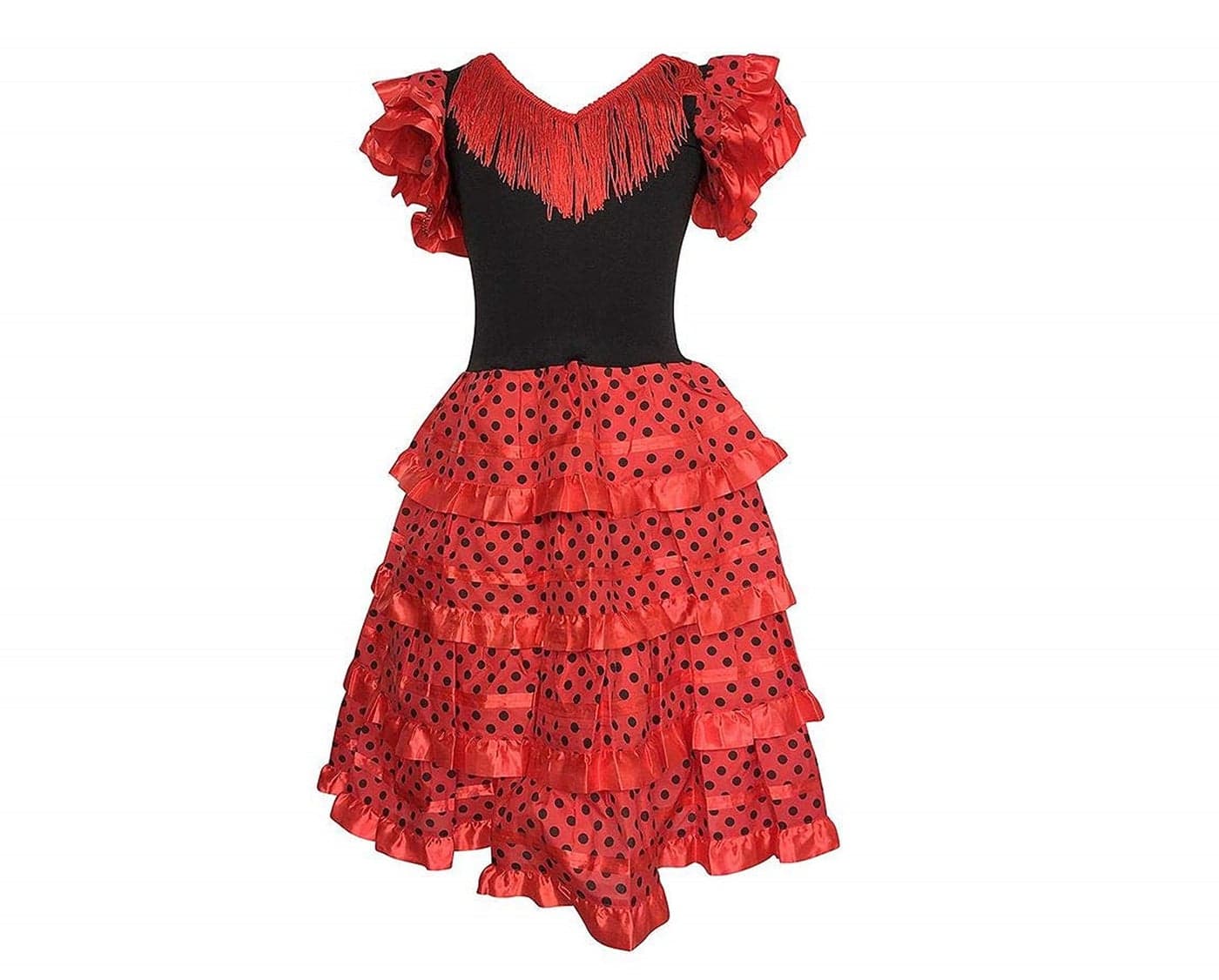 AMINA Flamenco Dress for Girl with ruffles on the skirt with detail of ruffles and polka dots on the skirt Costumes of Spanish Folkloric Andalusian Flamenco Red Red 6
