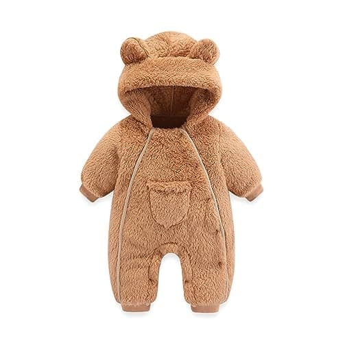 AiWMGL Newborn Baby Bear Outfit Suit 0-3 Months Girls Boys Fleece Jumpsuit Romper Hooded Coat Winter Clothes Outwear Snowsuit