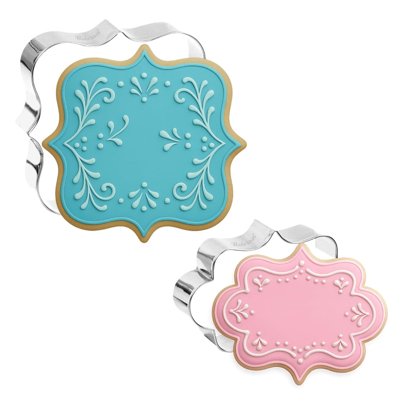 Bakerpan Stainless Steel Plaque Cookie Cutters Shapes Frame Cookie Cutters for Baking Set of 2