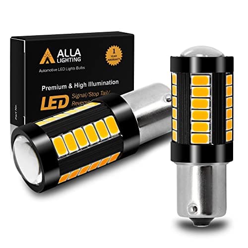 Alla Lighting 2800lm 7506 1156 LED Turn Signal Lights Bulbs, Amber Yellow BA15S Base 3497 1156NA 1295NA 97A 97NA Blinker Lamps Replacement Xtreme Super Bright 12V 5730 33-SMD Single Contact