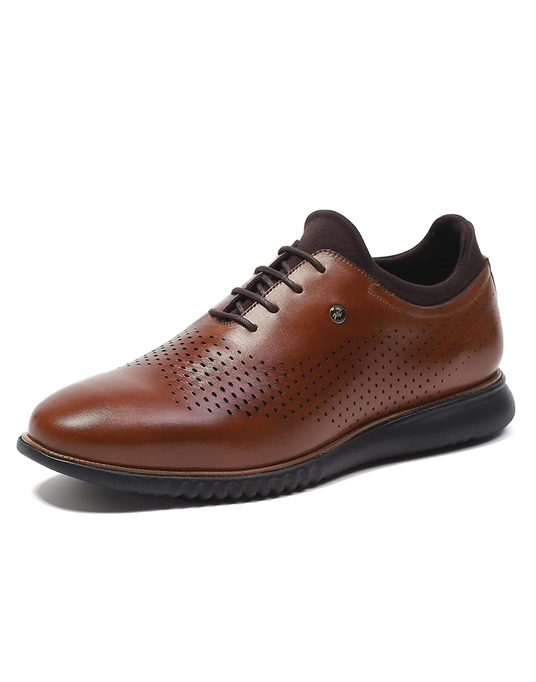 Monte Carlo Mens Tan Solid Lace Up Genuine Leather Casual Shoes (201803FW-1-9)