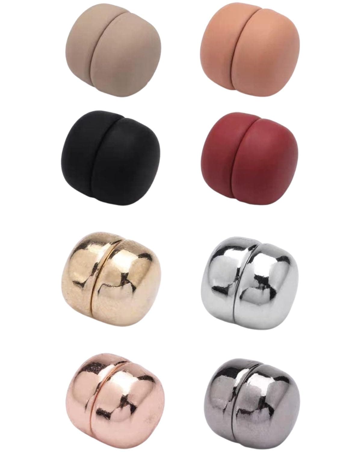 8 Pairs Hijab Magnets, Magnetic Pins for Women, Clip, Hold for Headscarves and Hats, Magnetic Scarf Buttons, Elegant Design in Gold, Rose Gold, Silver, Gunmetal, Black, Khaki, Red, Pink