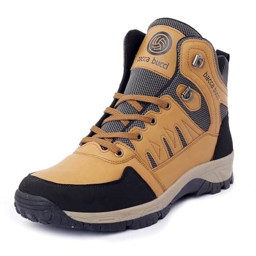 Bacca Bucci® Men's Hunter 6 inches Hiking/Snow Boots for Men for Outdoor Trekking - Non Slip, Water Proof, Anti-Fatigue, Comfortable & Light Weight- Tan, Size UK10