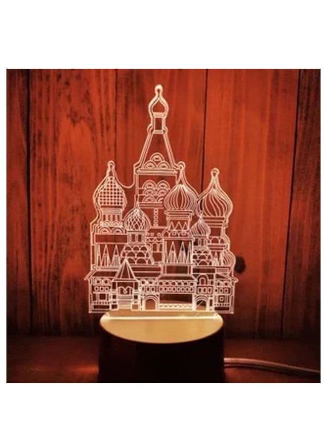 Ancient castle 3D Acrylic Bedroom Bedside Cartoon LED Desk Lamp