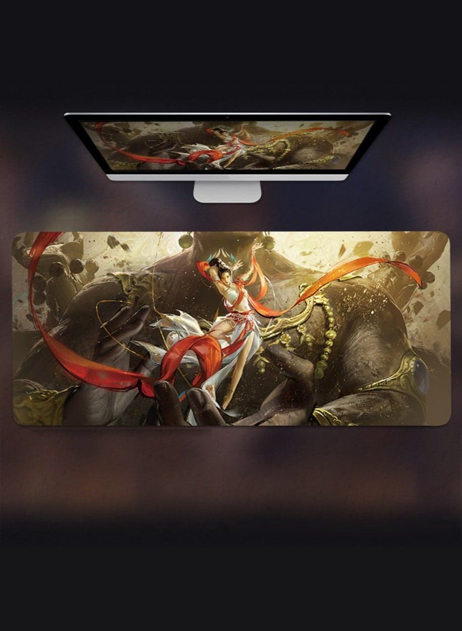 Naraka:Bladepoint Mouse Pad 800MM*300MM*4MM Full Desk LOL Jinx Mousepad Extended Large Non-Slip Rubber Base Waterproof Big Keyboard Mat with Stitched Edges for Gaming and Office