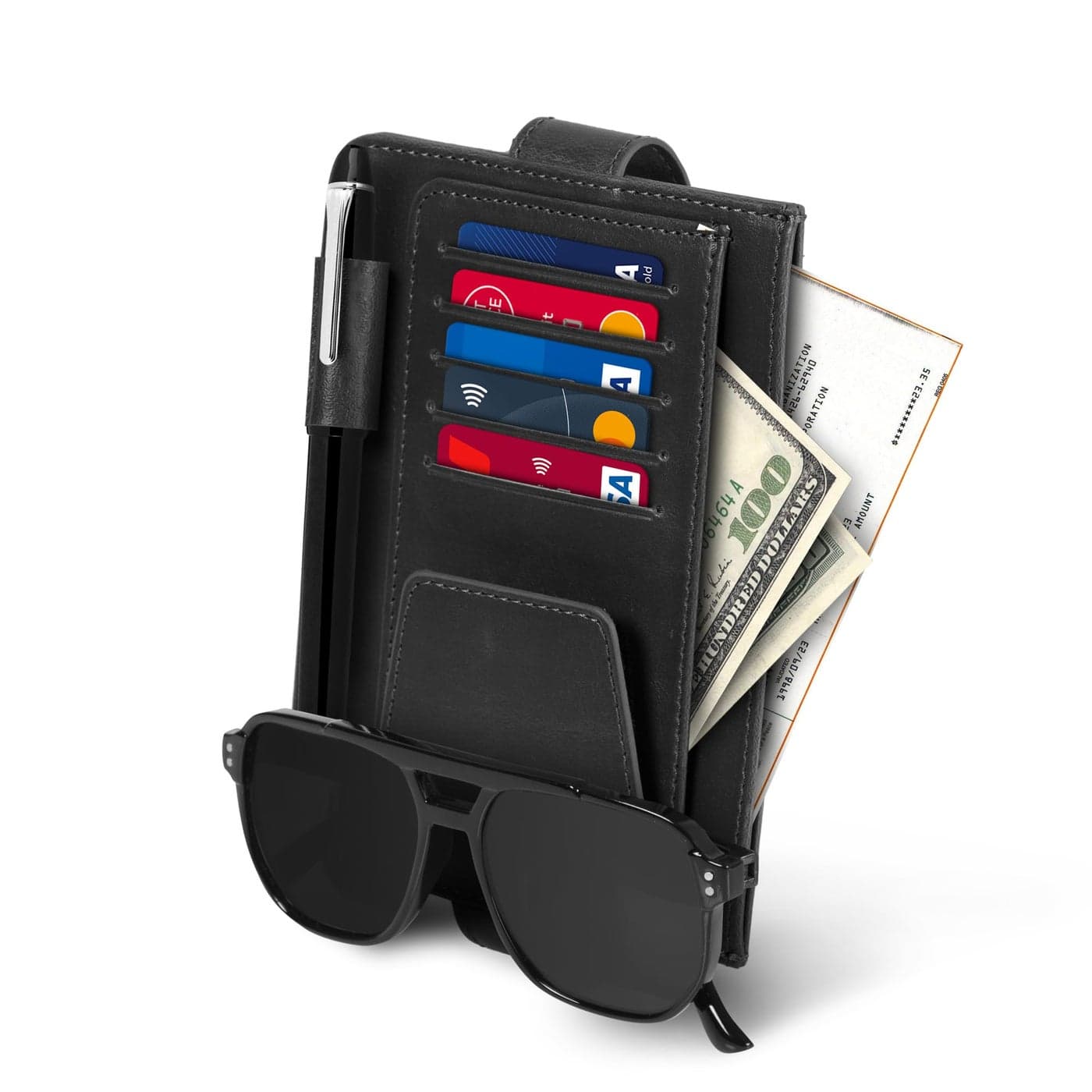 Londo Leather Car Visor Organizer Stylish Functional Storage for Sunglasses Cards and Essentials