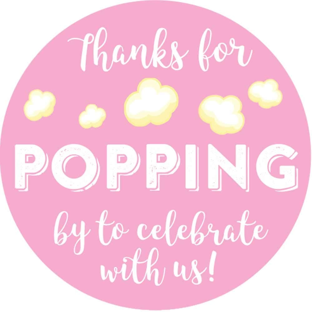 19 Inch Thanks for Popping by Wedding Stickers Set of 60 Light Pink