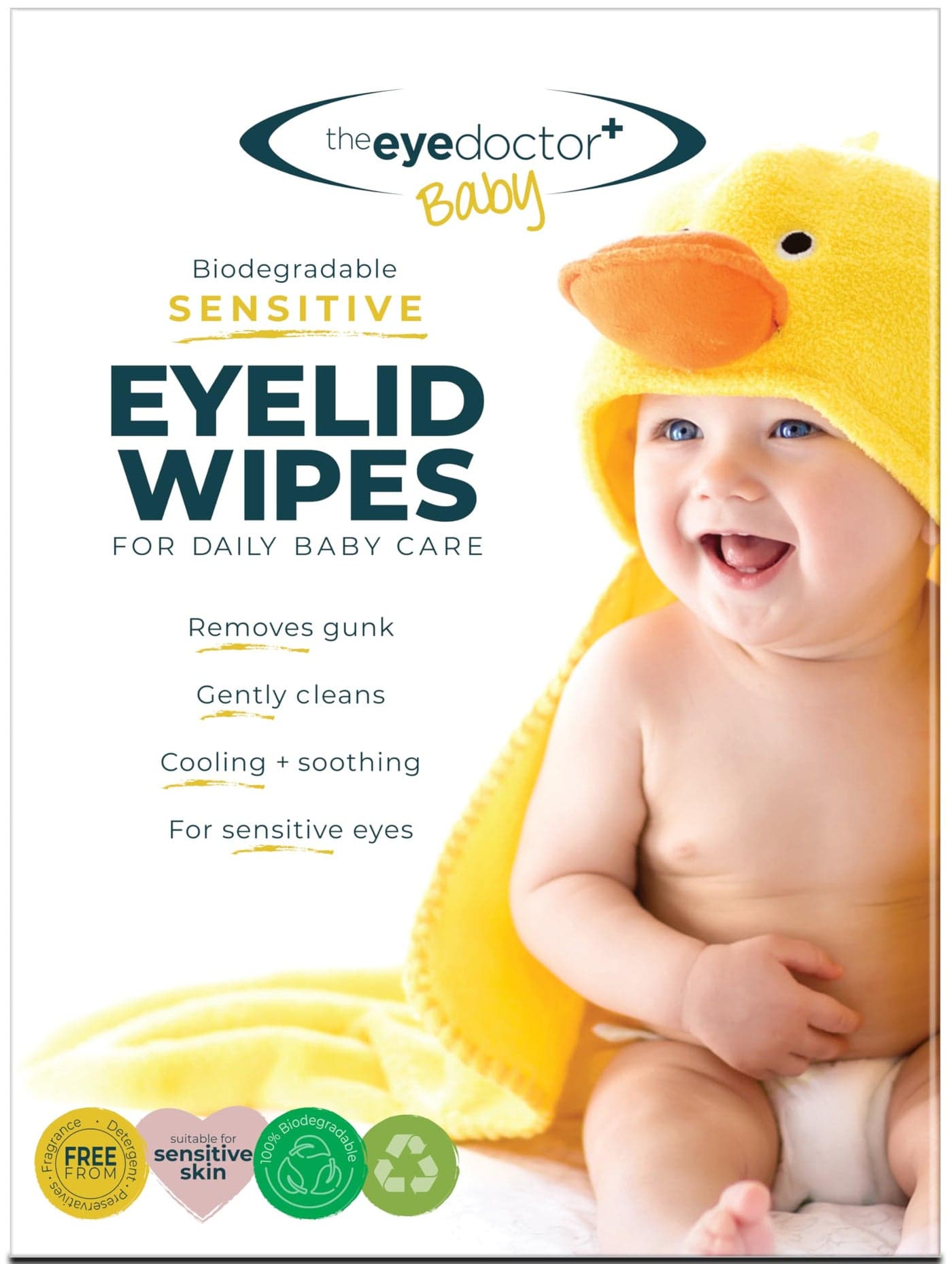 The Eye Doctor Sensitive Baby Eye Wipes x40 Sterile Baby Eyelid Wipes for Daily Care Preservative Detergent Fragrance Free 40x Individually Sealed Sachet