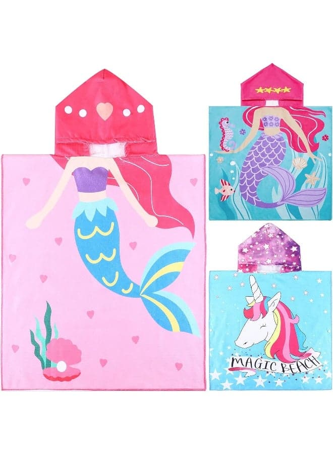 Chumia 3 Pack Kids Hooded Towel Baby Beach Bath Towel for Girls Boys