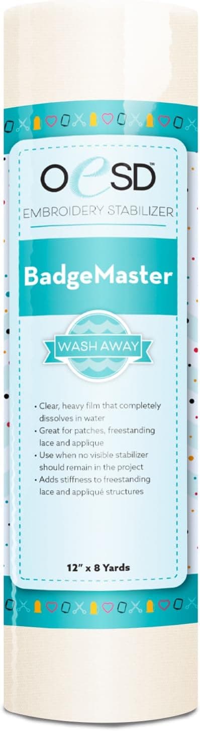 Badge Master Wash Away Water Soluble Embroidery Stabilizer 12 x 8 Yd Roll