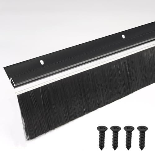 5Pack Garage Door Brush Seal Cepia Black Bottom Sweep RollUp Door Stripping 280 Wide x 393 Long Aluminum Alloy Base Ideal for Exterior Doors and Industrial Use 196 in 500 cm