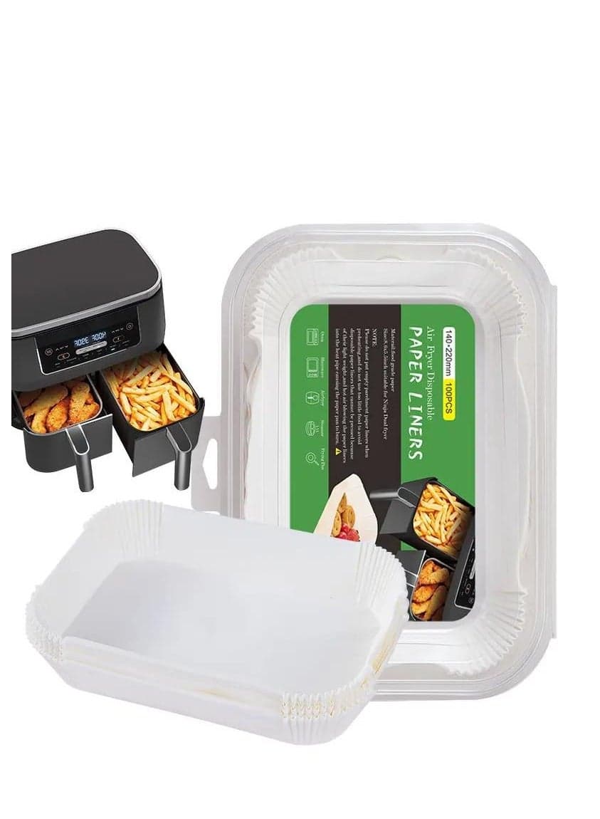 Air Fryer Disposable Paper Liner for Ninja Dual 100PCS Non-Stick Air Fryer Liners Rectangle Air Fryer Accessories Baking Paper SIZE 22x14 CM