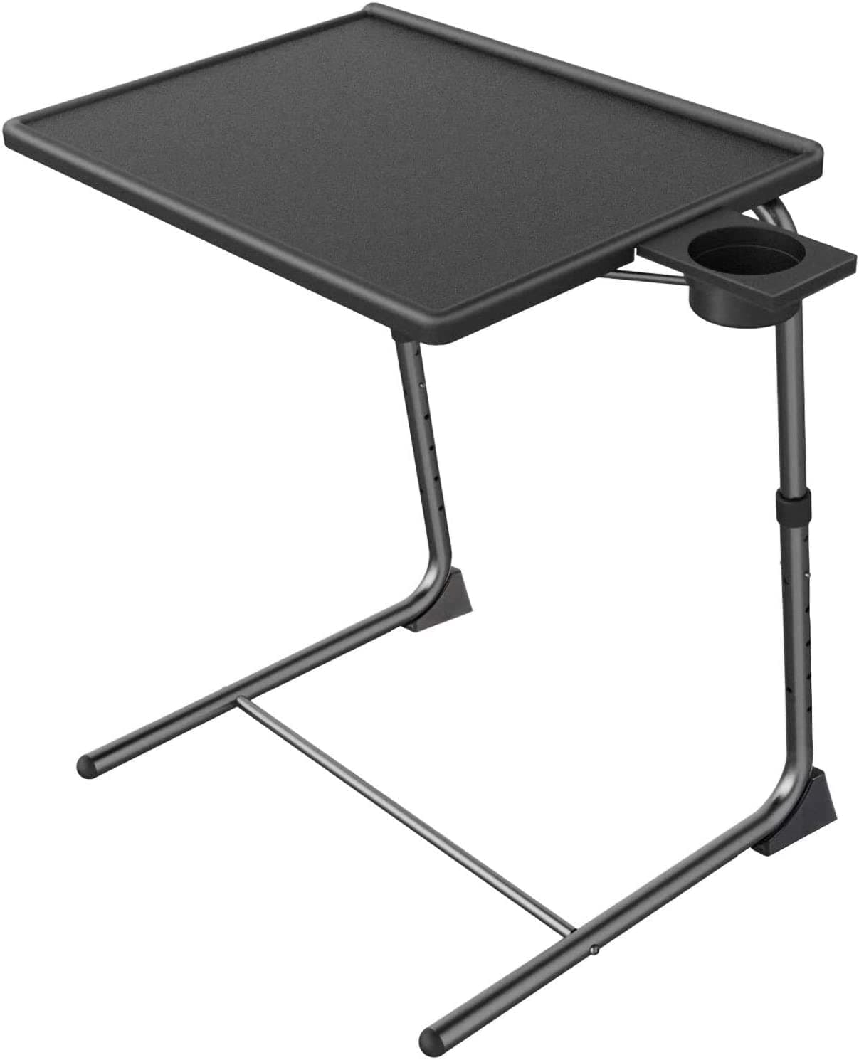 Adjustable TV Tray Table TV Dinner Tray on Bed Sofa Comfortable Folding Table with 6 Height 3 Tilt Angle Adjustments Black