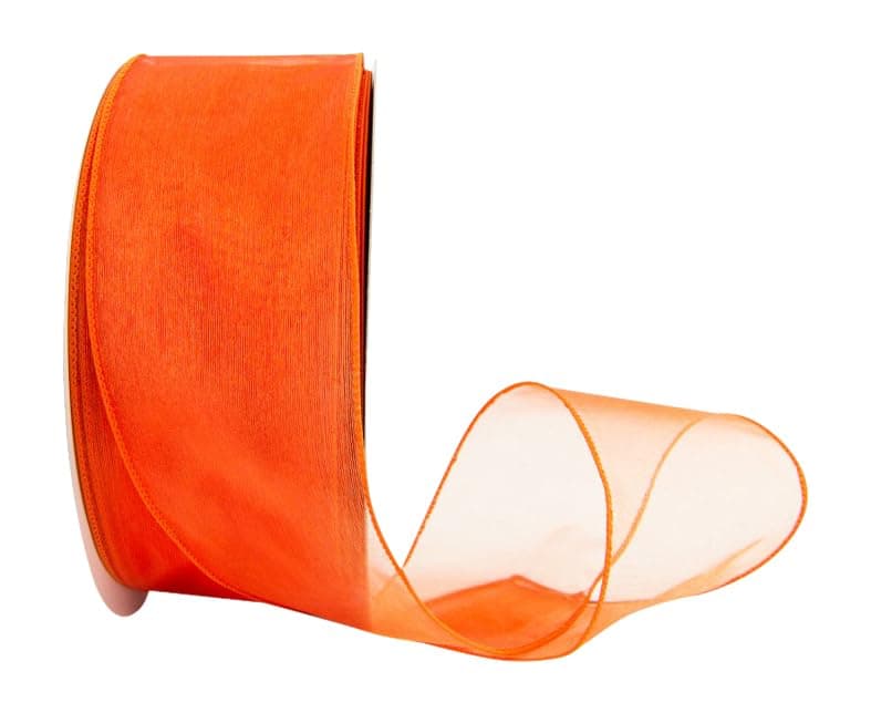 Ribbon Bazaar Sheer Organza Wired Ribbon 100 Polyester Wire Edged Ribbon for Floral Decor Table Arrangements Apparel Embellishment More 112 Orange 25yd